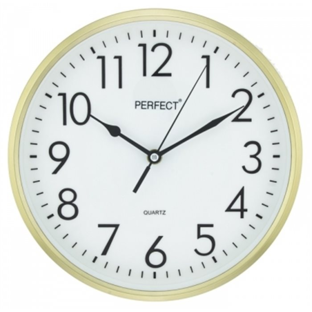 Zegar ścienny analogowy Perfect FX5742 złoty Ø 25.5
