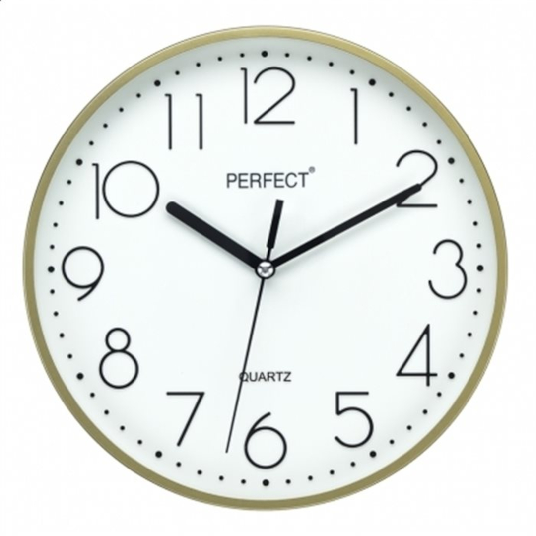Zegar ścienny analogowy Perfect FX5814 złoty Ø 22