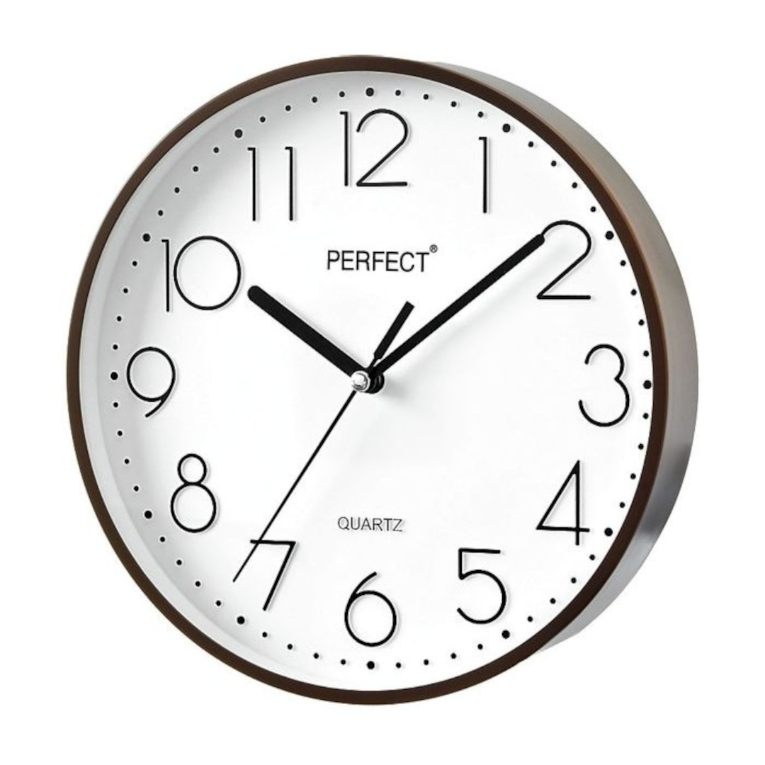 Zegar ścienny analogowy Perfect FX5814 brązowy Ø 22