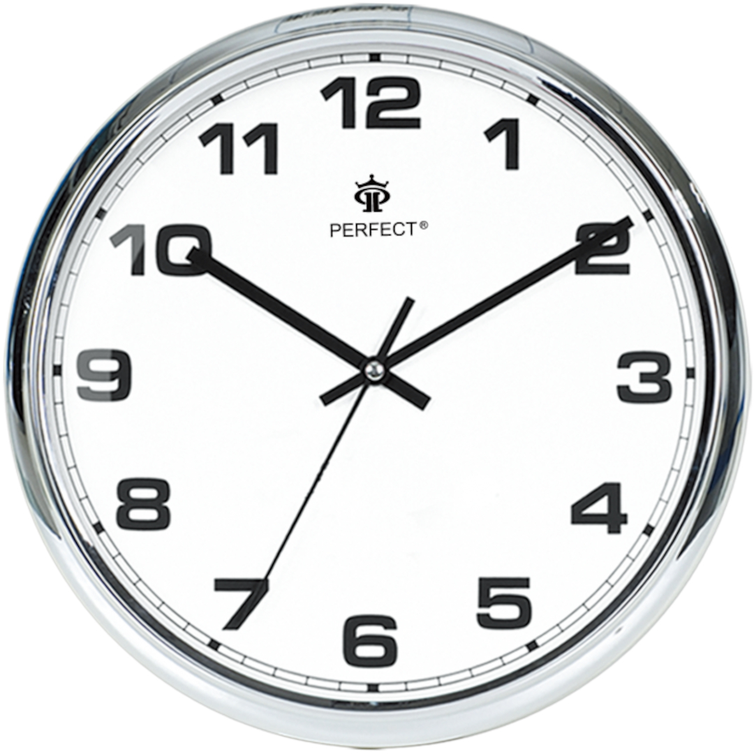 Zegar ścienny analogowy Perfect FX631 chromowany Ø 25.5